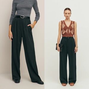 Reformation Black Wide-Leg Trousers